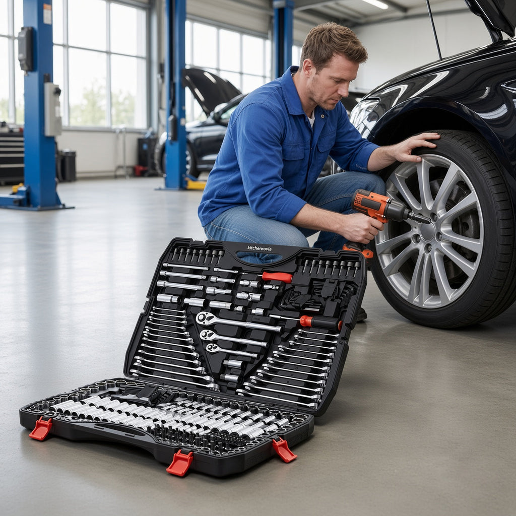 🚗 308-Piece Automotive Tool Kit – Complete SAE & Metric Socket & Ratchet Set