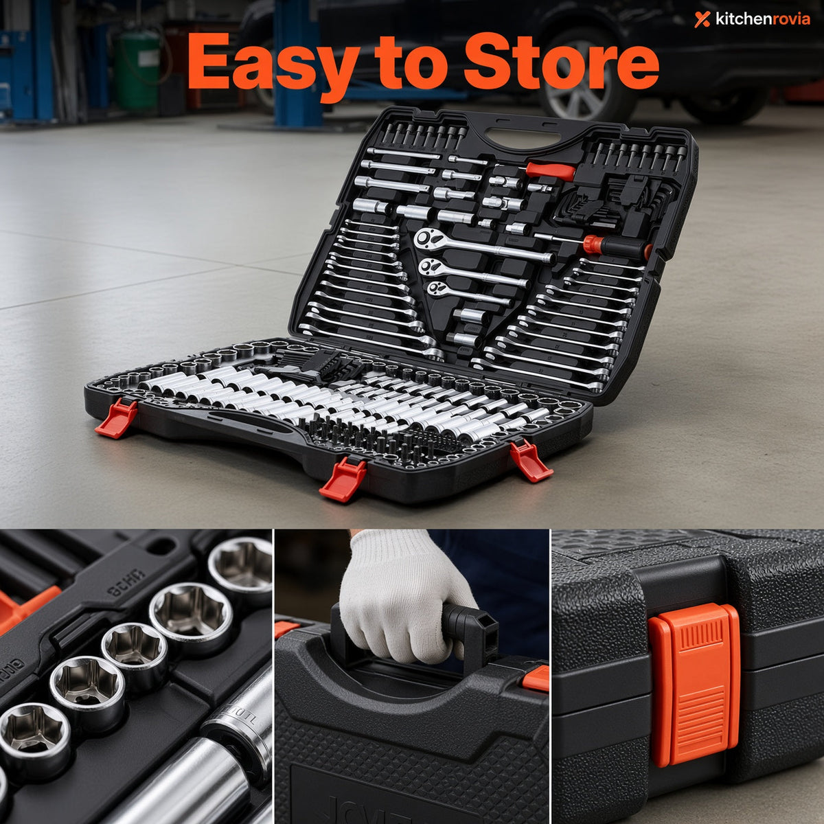 🚗 308-Piece Automotive Tool Kit – Complete SAE & Metric Socket & Ratchet Set